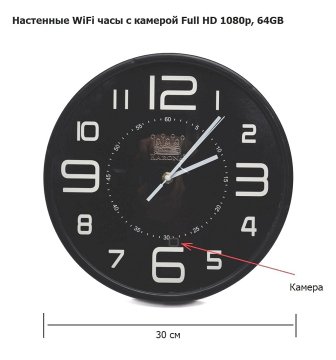IP WiFi Часы Камера Full HD 1080P- Настенные часы с камерой / Соат камера